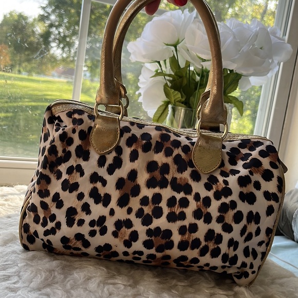 Victoria's Secret Leopard Cheetah Print Gold Purse Shoulder Bag - Picture 5 of 13